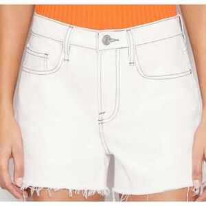 FRAME Le Brigitte Cutoff Denim Shorts Chalked white Contrast Stitching Size 25